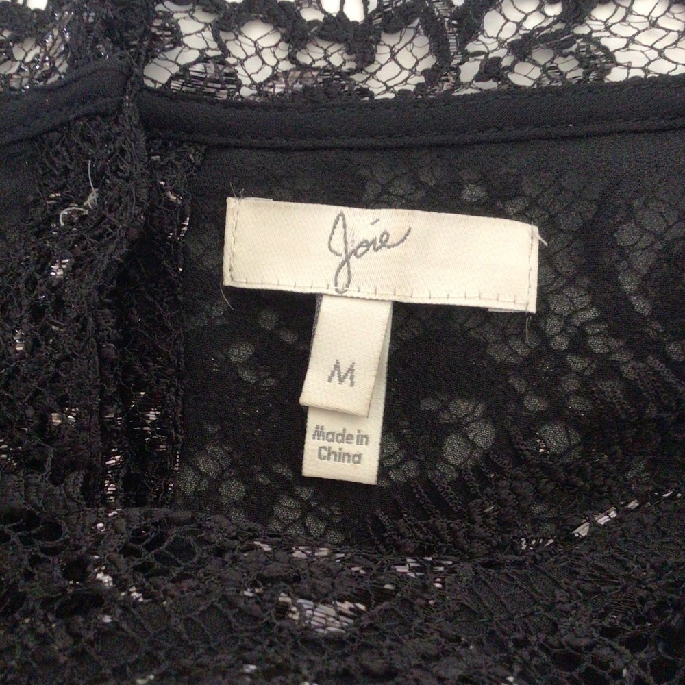 JOIE ANTONIA BLACK LACE BUTTON DOWN BACK TOP MEDIUM - Picture 7 of 14